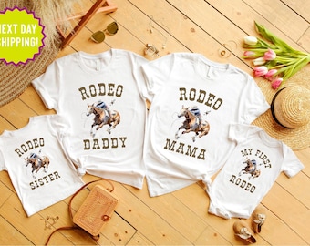 My First Rodeo Shirt, Customized 1st Birthday T-Shirt, Western Bday Outfit, My First Rodeo Birthday Family Matching Shirt,Cowboy Bday Outfit