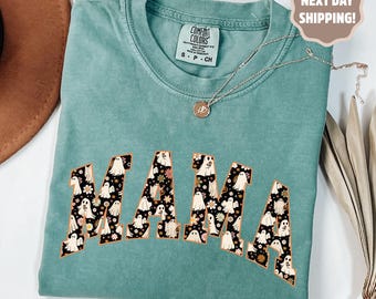Comfort Colors® Halloween Mama Shirt, Mom Halloween Shirt, Spooky Mama Shirt, Mama Halloween, Cute Ghost Shirt, Floral Ghost Shirt