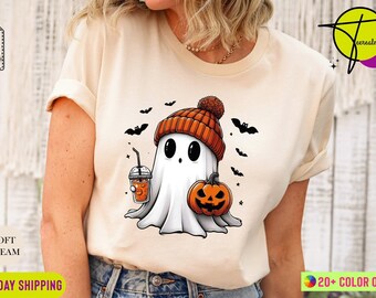 Halloween Ghost Shirt, Retro Halloween Shirt, Womens Halloween Shirt, Gift For Halloween, Cute Ghost Shirt, Vintage Ghost Halloween Shirt