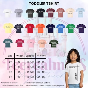 The image is a collage of various toddler t-shirt designs, including different colors and styles, along with a young girl wearing one of the shirts.