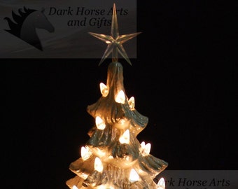 Mother Of Pearl White Christmas Ceramic Christmas Tree 11 inches