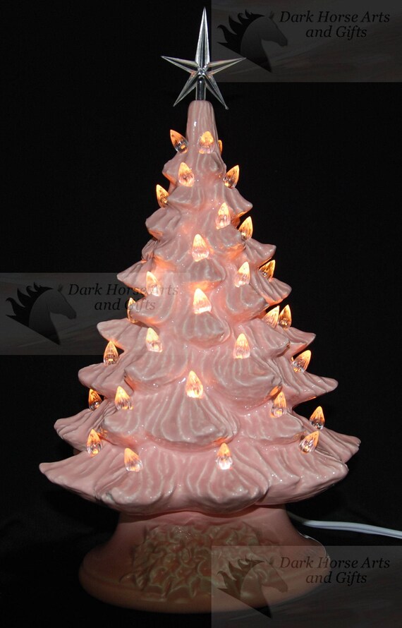 Pink Ceramic Christmas Tree 11 inch Etsy