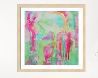 Mint Watercolor Painting Abstract Art Print-Wall Decor-Home Decor-Nursery Art