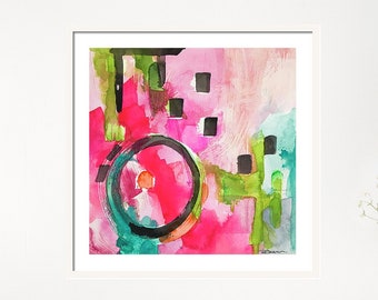 Pink Abstract Art Print of Watercolor Painting Wall Art Large Home Decor