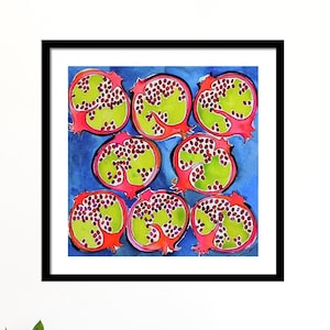 Pomegranates Art Print-Fruit-Colorful-Kitchen Art