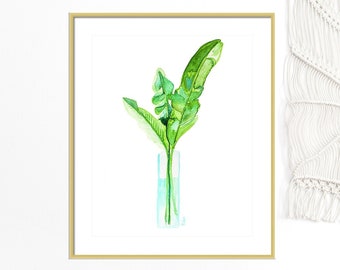 Tropical Leaf Watercolor Painting Art Print Wall Art Botanical Print Office Decor