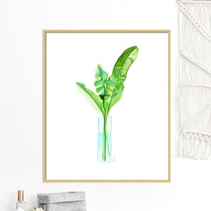 Tropical Leaf Watercolor Painting Art Print Wall Art Botanical Print Office Decor image 1