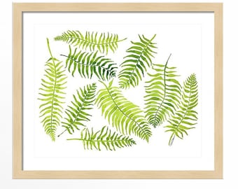 Aquarell Farn Illustration Print: Botanisches Blatt Wanddeko