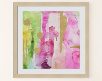 Pink Abstract Art Print of Watercolor Painting Artwork