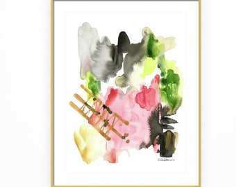 Rose All Day Abstract Art Watercolor Print of Watercolor Painting, Contemporary Art, Art Prints