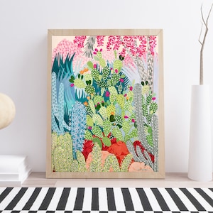 Cactus Garden Art Print-Wall Art-Cacti-Desert-Colorful-Modern-Illustration image 1