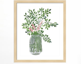 Eucalyptus Leaves Watercolor Print-Watercolor Art-Eucalyptus-Greenery-Farmhouse Decor