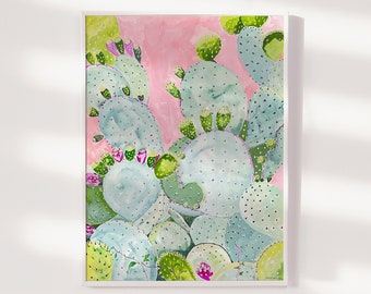 Cactus Art Print-Prickly Pear Painting-Various Sizes