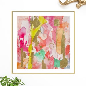 Coral Pink Abstract Art Watercolor Art Print