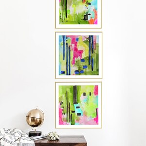 Abstract Art Prints-Set of 3 Prints-Watercolor Painting-Coastal Decor-Wall Art image 1