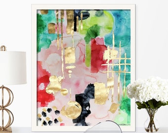 Watercolor Pink Abstract Art Print Wall Art Artwork Painting