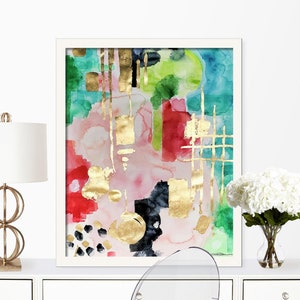 Watercolor Pink Abstract Art Print Wall Art Artwork Painting