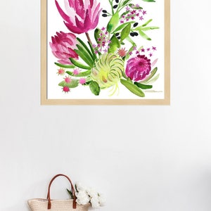 Protea Flower Watercolor Painting Botanical Watercolor Print Floral Office Decor Wall Art Watercolor Flowers Home Decor image 3