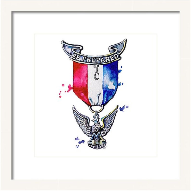 Eagle Scout Watercolor Art Print Boy Scouts Gift Watercolor Print Medal Gift Boy Scout Eagle Scout Art Eagle Scout Medal
