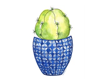 Barrel Cactus Print of Watercolor Painting-Botanical Print