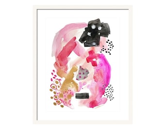 Pink Abstract Art Print of Watercolor Painting-Various Sizes