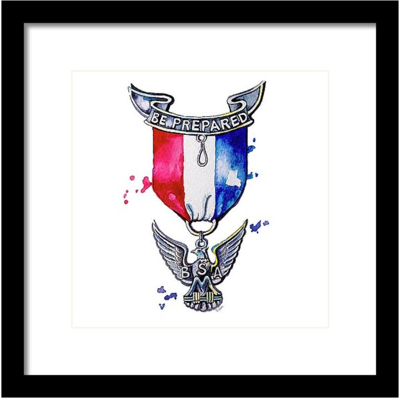 Eagle Scout Watercolor Art Print Boy Scouts Gift Watercolor Print Medal Gift Boy Scout Eagle Scout Art Eagle Scout Medal