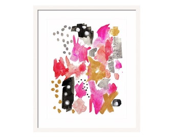 Pink Abstract Art Print of  Watercolor Painting