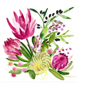 Protea Flower Watercolor Painting Botanical Watercolor Print Floral Office Decor Wall Art Watercolor Flowers Home Decor image 4