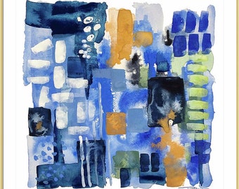 Blue Abstract Art Print of Painting-Various Sizes