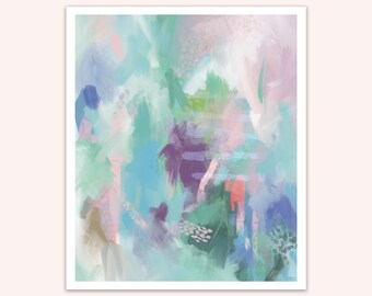 Blue Pastel Abstract Art Print: "Summer Mist" Giclee