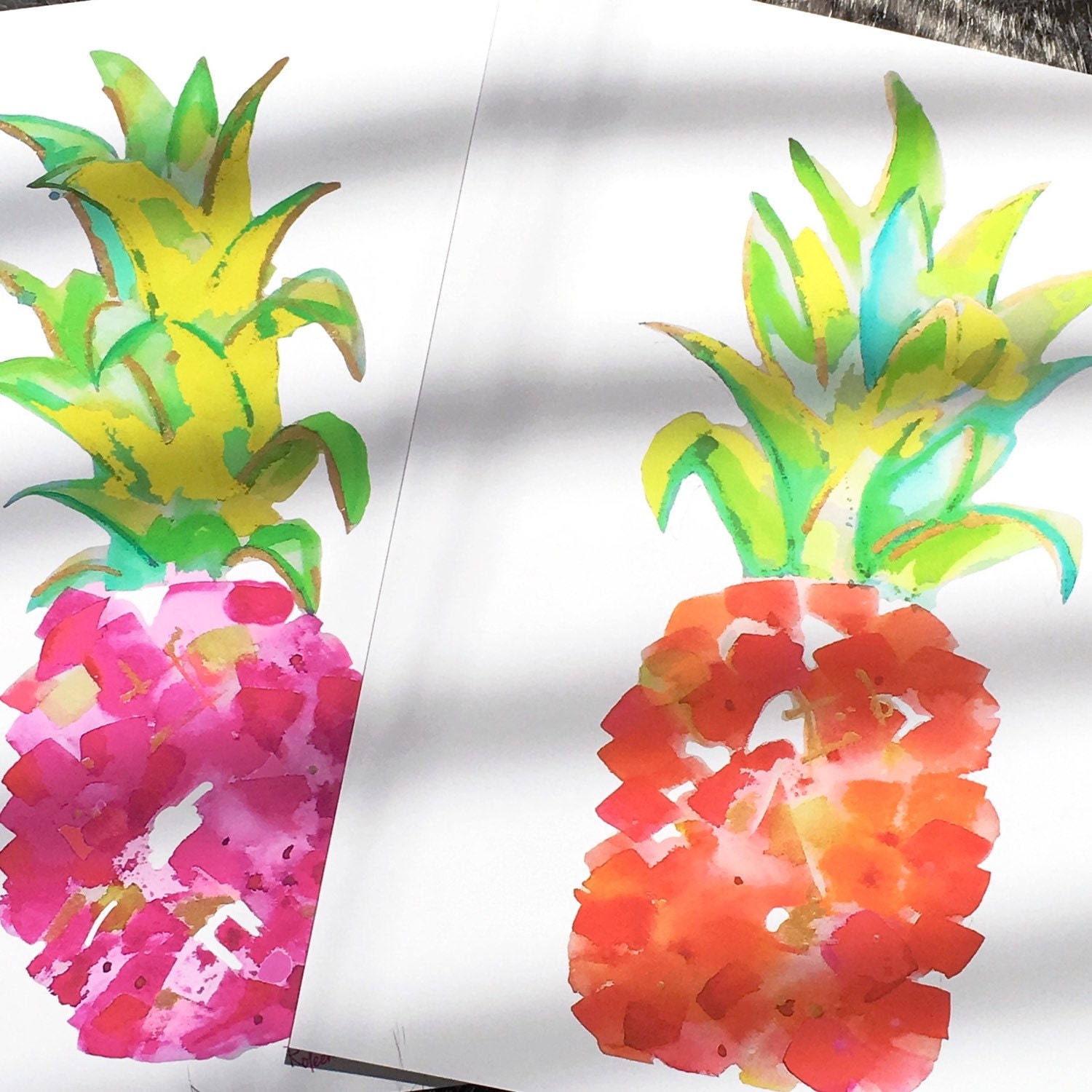 Impresión de piña rosa: arte mural de acuarela tropical - Etsy España