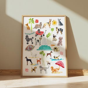 Doggie Days Dog Art Print of Watercolor Dogs-Various Dog Breeds-Dog Illustration-Puppy