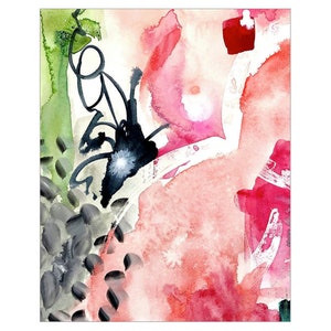 Pink Abstract Art Print of Watercolor Painting-Various Sizes