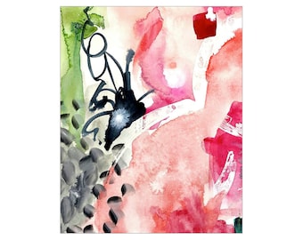 Pink Abstract Art Print of Watercolor Painting-Various Sizes