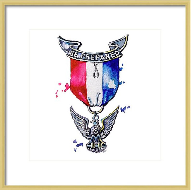 Eagle Scout Watercolor Art Print Boy Scouts Gift Watercolor Print Medal Gift Boy Scout Eagle Scout Art Eagle Scout Medal