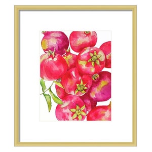 Red Pomegranates Art Print of Watercolor-Wall Art-Kitchen Decor-Fruit-Tropical image 9