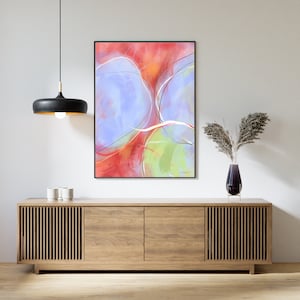 Abstract Art Print-Graphic Painting- Burnt Orange Blue Large Modern Abstract on Paper or Canvas