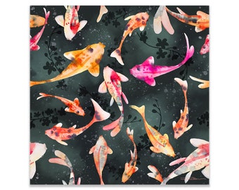 Koi Fish Pond Art Print-Wall Art-Wall Decor-Print of Watercolor-Water Garden-Nature