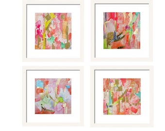 Abstract Prints Set of 4-Gallery Wall Set Watercolor Art Prints Wall Decor