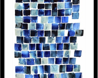 Blue Abstract Art Print of Watercolor Painting-Graphic Print-Modern Art