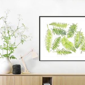 Fern Art Print of Watercolor Painting Artwork Botanical Print Home Decor Leaf Wall Art Nature