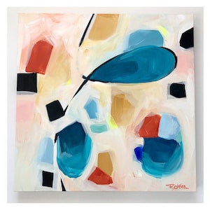 Abstract Art Original Art-24&quot;x24&quot; on 1.5 inch Canvas-Acrylic Painting on Canvas-Turquoise-Teal-24x24