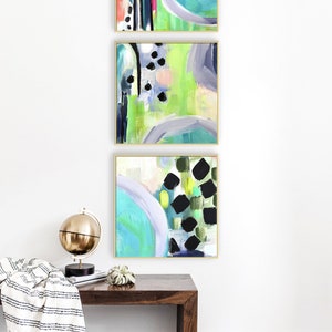 Modern Abstract Art Prints-Set of 3-Gallery Wall-Wall Art-Office Art-Home Decor-Blue-Contemporary