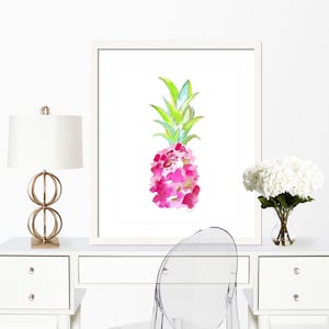 Pink Pineapple Print: Tropical Watercolor Wall Art