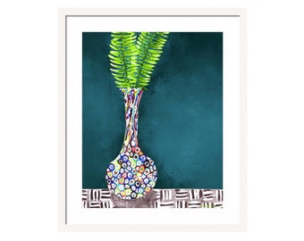 Millefiori Vase Art Print Watercolor Painting Gouache Painting