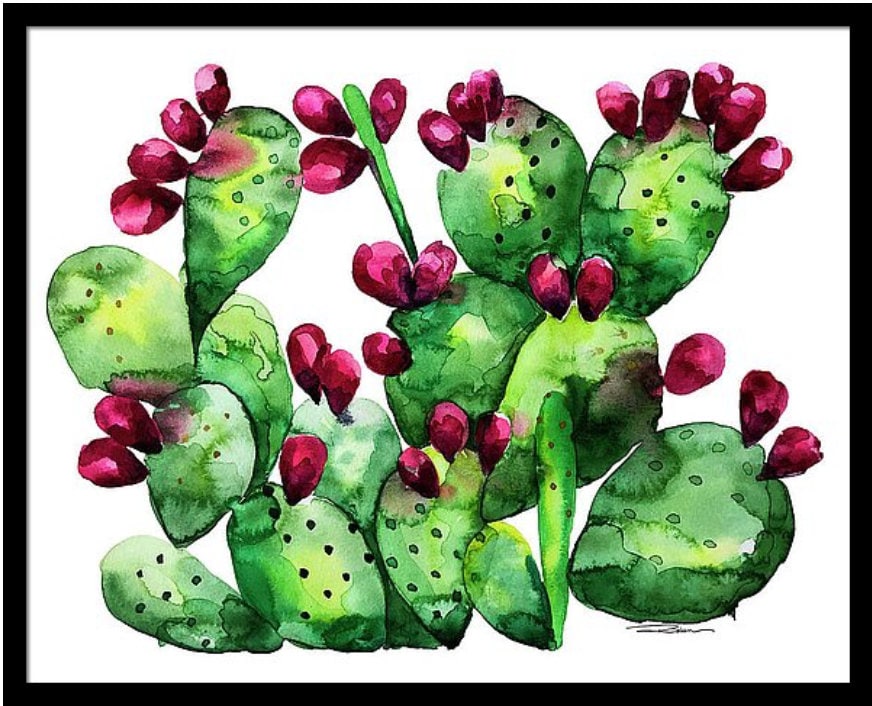 Cactus Watercolor Painting Art Print Wall Art Succulent Home | Etsy