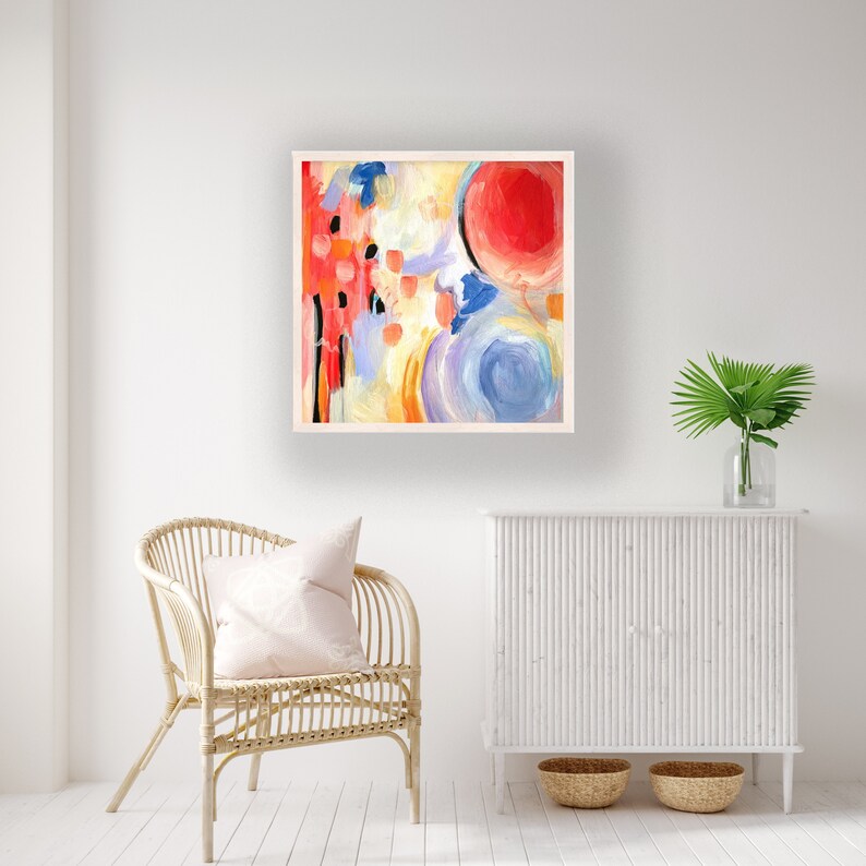 Blue and Blush Abstract Printwall Artabstract Painting Etsy