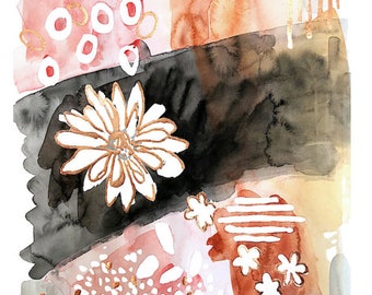 Rosa abstracto arte impresión de acuarela pintura-floral pintura-flor impresión pared arte