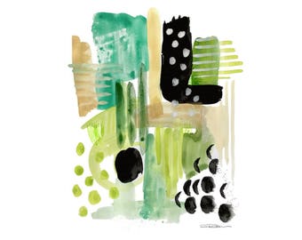 Green Abstract Art Print: Garden Fern Wall Art