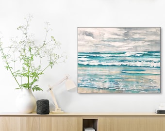 Strand Meer Kunstdruck von Aquarell Malerei Ocean Beach Küsten Kunst Wandkunst